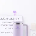 Lavender stainless steel insulated travel tumbler with cute purple heart silicone straw cap topper - Straw Cap / Purple