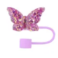 Bunter Glitzer Schmetterling Strohhalm Abdeckung 10mm Staubstopfen fur Tasse Zubehoer - Lila