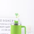 Creative 10mm silicone heart straw cap and 7.5cm protective cup sleeve set for daily use. - Straw Cap / Green