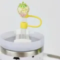 Yellow strawberry straw cover 10mm cute reusable silicone straw topper cup accessory - Yellow