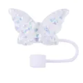 Bunter Schmetterling Strohhalm Abdeckung 10mm Staubschutz Tasse Zubehör Glitzer Harz Design - Weiß