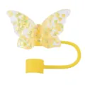 Gelber glitzernder Schmetterling Strohhalm Topper, süße Silikon Staubkappe für Stanley Becher - Gelb