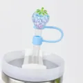 Joli embout de paille fraise pailletée bleue 10mm accessoire de tasse réutilisable var - Bleu