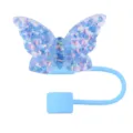 Blaue Schmetterling Strohhalm Abdeckung 10mm Staubstopfen Silikon Tassen Zubehör neu - Blau