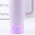 Purple insulated tumbler with cute heart silicone boot protective sleeve, durable. - Bottle Sleeve / 7.5cm / Purple