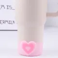 Silicone cup sleeve with cute pink heart design, anti-slip protective boot for tumbler accessories. - Bottle Sleeve / 7.5cm / Pink