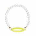Pearl water bottle strap with silicone ring and gold clasps, cute cup handle accessory. - Yellow