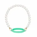 Pearl beaded cup strap with silicone ring water bottle handle accessory for daily use - Green