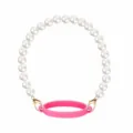 Pearl cup strap accessory featuring pink silicone ring and gold clasps for daily use. - Rose Red