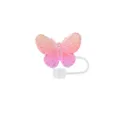 Copri cannuccia a farfalla con gradiente colorato, tappo rosa traslucido per cannuccia da 10mm. - viola-rosso