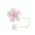 Kreative Kirschblüten Strohhalm Kappe 10mm großer Durchmesser wiederverwendbare Silikon Abdeckung - Weiß-Rosa