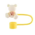 Reusable 10mm silicone bear straw cover cute dust cap for Stanley cup accessories - Off White