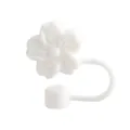 Niedlicher weißer Kirschblüten Strohhalmdeckel 10mm wiederverwendbarer Silikon Strohhalmtopper. - Weiß