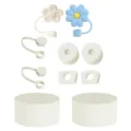 Set accessori in silicone per borraccia con copri cannucce e tappi anti-perdita protettivi. - 10 pezzi in totale / Set Bianco Crema