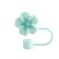 Minzgrüne Kirschblüte Strohhalm Aufsatz 10mm wiederverwendbare Silikon Staubschutz Kappe - Cyan