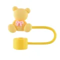 Yellow Bear Straw Cover for 10mm Stanley Cup Reusable Silicone Dust Cap Cute Straw Topper - Yellow