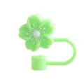 Grüne Kirschblüten Silikon Strohhalm Kappe, 10mm großer Durchmesser wiederverwendbar. - Hellgrün