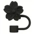 Schwarze Kirschblüten Strohhalm Kappe 10mm große wiederverwendbare Staubschutz Abdeckung - Schwarz