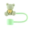 10mm reusable cute bear straw cover silicone dust cap for Stanley cup accessories - Green