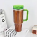 40oz stainless steel insulated travel tumbler with green handle and lid, copper finish car cup. - 1.1L-2L / Antique Bronze