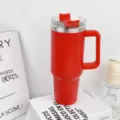 Red 40oz stainless steel insulated tumbler with handle large vacuum travel car mug - 1.1L-2L / Generation 1 Red
