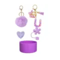 5pcs Purple Stanley Cup Accessories Set Pom Pom Keychain Letter Charm Straw Cover Boot - Style U