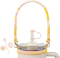 Set Cinturino per Tazza e Copri Cannuccia in Silicone Rosa Sfumato Compatibile Accessori - Giallo Rosa