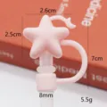 Pink silicone star straw topper cute magical wand dust cover for 8-10mm straws daily use - 8mm Silicone Pink Star and Moon