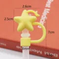 Yellow star silicone straw cover 8-10mm dustproof reusable straw topper cute accessory - 8mm Silicone Yellow Star and Moon