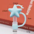 Cute blue star straw cover silicone dust plug 8mm reusable straw topper for cups. - 8mm Silicone Blue Star and Moon