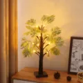 LED Palmen Tischleuchte Detail, warm leuchtende Feiertags Deko Lampe fuer Schlafzimmer Party. - 0,53m 16 LEDs