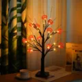 Halloween LED Kuerbisbaum Licht Tischdekoration mit warmem Leuchten fuer Party Dekoration - 24 LEDs - Kürbis-Baumleuchte mit Doppelfunktion