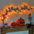 Halloween LED vine light string with glowing pumpkins, spooky branch decor for holiday party. - USB 8-Function Remote Control / 1.8 Meter 54 Lights / Pumpkin Vine - Orange