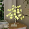 Veilleuse LED arbre de fleurs de rose artificielle lampe de table romantique pour chambre déco - Base Blanche Rose Verte