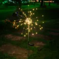 Lámpara solar LED de fuegos artificiales para decoración de jardín exterior y patio trasero. - 8 modos, 90 LED / Blanco cálido