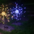 Luces solares de fuegos artificiales exterior jardin decorativas calidas y azules - 8 modos, 90 LED / Blanco