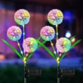 LED Solar Pusteblume Gartenleuchte Outdoor Wasserdicht Rasen Landschaftspfahl Lampe 2Stk - Drei-Kopf Buntes Licht