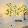 LED grüne Blätter Birkenbaum Licht Innen Dekorationslampe für Party und Nacht Lampe - 0.6M 24 LEDs / Weißer Baum Stil