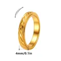 Mens Stainless Steel Wheat Spinner Ring Vintage Business 4mm Gold Band Fashion Jewelry - Size 5 / Wheat Engraved / Gold