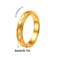 Gold stainless steel rotating ring with leaf carved pattern, 4mm band width jewelry. - Size 5 / Leaf Carved Style / Gold