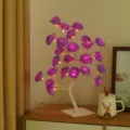 Lampe arbre de roses violettes avec 24 LED, veilleuse romantique parfaite pour la déco. - Base Blanche Rose Pourpre