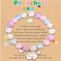 Detailed view of the preschool graduation beaded crystal bracelet with cute unicorn charm gift. - Style 1