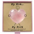 Natural rose quartz crystal heart stone gift with special blessing card for mom. - Rose Quartz + Card + Pink Top and Bottom Box