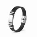 Herenarmband zwart silicone roestvrij staalgraveerbare plaat minimalistisch sieraad - KZ110 Zilver