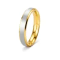 Anillo De Acero Inoxidable Bicolor Oro Plata Cepillado Alianza Pareja Joya De Moda - Dorado