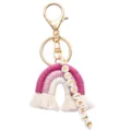 Handmade woven rainbow keychain boho tassel cotton thread bag charm cute accessory item - Keychain & Card - 22