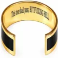 Stainless steel open cuff bracelet with inner engraved motivational funny quote for daily wear. - Classic Inlaid Style / Black + Gold