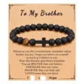 Tiger eye stone bracelet with cross pendant, obsidian beads gift jewelry product details. - To My Brother 2