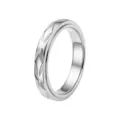 Stainless Steel Leaf Carved Ring Silver Finish Spinner Ring Casual Fashion Jewelry Piece - Size 5 / Leaf Carved Style / Steel