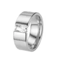 Minimalistischer Edelstahlring mit Baguette Zirkonia fuer Damen schicker Schmuck - Größe 7 / Stahlfarben